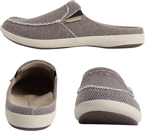 شبشب رجالي مع دعم للقوس، شبشب منزلي من القماش للرجال في الأماكن المغلقة والمفتوحة، زلاقات مريحة سهلة الارتداء، أحذية منزلية لتقويم العظام مع نعل مطاطي مضاد للانزلاق in Kuwait