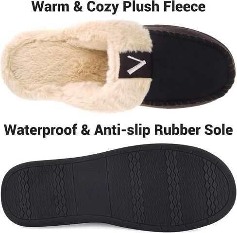 VONMAY Men's Memory Foam Fuzzy Slippers Slip On Scuff House Shoes Moccasin Faux Fur Plush Fleece Lining Indoor Outdoor Winter Warm in Kuwait