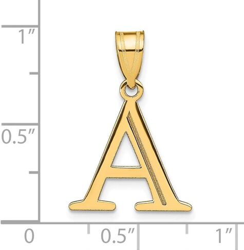 Solid 14k Yellow Gold Etched Letter A Initial Pendant Charm in Saudi Arabia