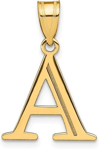 Solid 14k Yellow Gold Etched Letter A Initial Pendant Charm in Saudi Arabia