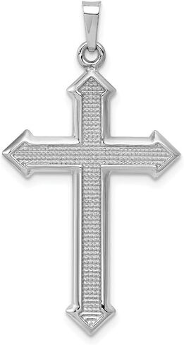 14k White Gold and Textured Cross Pendant Charm - 38mm x 21mm in Saudi Arabia
