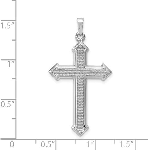 14k White Gold and Textured Cross Pendant Charm - 38mm x 21mm in Saudi Arabia