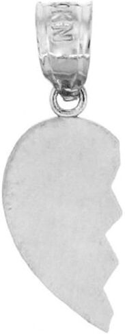 14k White Gold Satin Finish Left Half Broken Heart Charm Pendant in Saudi Arabia