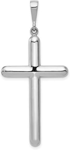 Solid 14k White Gold Cross Pendant Charm - 51mm x 23mm in Saudi Arabia