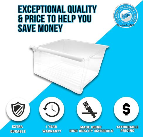 Upgraded Lifetime Appliance W10178772 Crisper Bin (Upper) Compatible with Whirlpool Refrigerator - WPW10178772 in Saudi Arabia