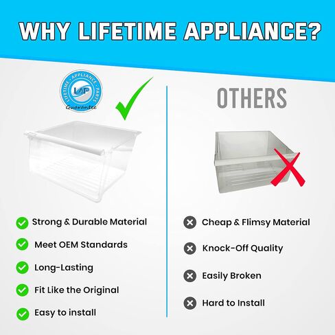 Upgraded Lifetime Appliance W10178772 Crisper Bin (Upper) Compatible with Whirlpool Refrigerator - WPW10178772 in Saudi Arabia