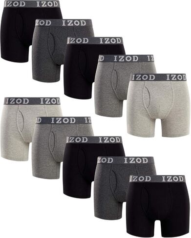 IZOD Men’s Underwear – Cotton Stretch Boxer Briefs with Functional Fly (10 Pack) in Saudi Arabia