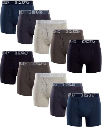 IZOD Men’s Underwear – Cotton Stretch Boxer Briefs with Functional Fly (10 Pack) in Saudi Arabia