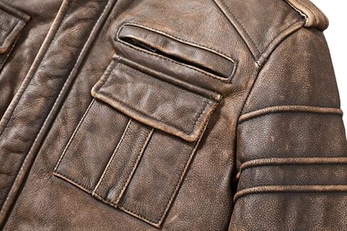 Mens Cafe Racer Jacket - Distressed Leather Jacket Men - Vintage Brown Leather Jacket - Genuine Lambskin Biker Jacket in Saudi Arabia