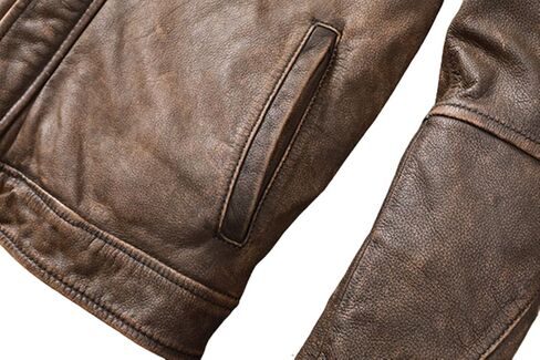 Mens Cafe Racer Jacket - Distressed Leather Jacket Men - Vintage Brown Leather Jacket - Genuine Lambskin Biker Jacket in Saudi Arabia