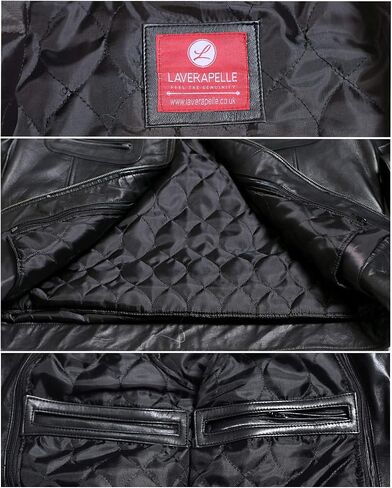 Laverapelle Men's Genuine Lambskin Leather Jacket (Black, Racer Jacket) - 1501425 in Kuwait