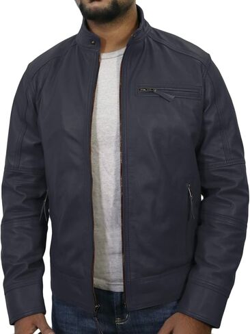 Laverapelle Men's Genuine Lambskin Leather Jacket (Black, Racer Jacket) - 1501425 in Kuwait