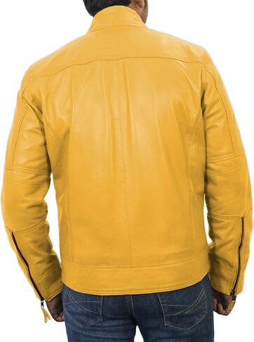 Laverapelle Men's Genuine Lambskin Leather Jacket (Black, Racer Jacket) - 1501425 in Kuwait