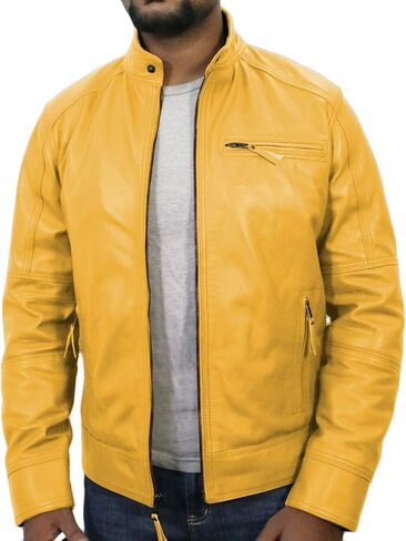 Laverapelle Men's Genuine Lambskin Leather Jacket (Black, Racer Jacket) - 1501425 in Kuwait