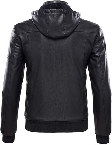 Classic Removable Black Hooded Mens Real Leather Jacket Shirt Look in Saudi Arabia