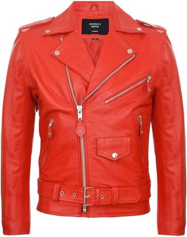 Men's Leather Brando Biker Jacket Rock Motorcycle Retro Hide Biker Jacket in Saudi Arabia