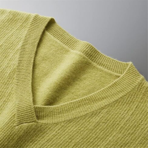 Vsadsau 100% Pure Cashmere Sweater Men V-Neck Pullover Sweater Jacquard Knitted Cashmere Jumper in Saudi Arabia