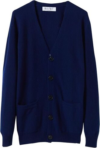 سترة كاردياجن للرجال من LINY XIN برقبة على شكل حرف v 100% صوف ميرينو خريف شتاء دافئ ناعم بلوفر مغزول سترة بأكمام طويلة in Kuwait