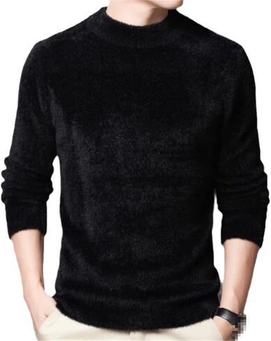 Hamthuit Men Faux Mink Cashmere Turtleneck Men Sweater Man Fall Winter Mens Pullover Men Sweaters in Kuwait