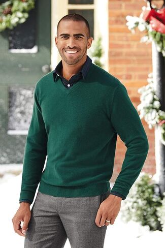 Lands' End Men's Fine Gauge Cashmere V-Neck Sweater in Kuwait