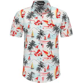 Nosirhoc Christmas Shirts for Men, Mens Christmas Shirt, Christmas Hawaiian Shirt for Men, Santa Shirt, Beach Shirts for Men