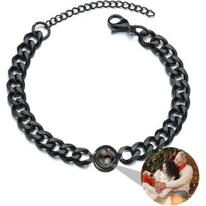 Personalised Photo Bracelet for Men Women Personalized Circle Photo Projection Bracelet Cuban Link Bracelet with Picture Inside Projection Bracelet for Couple in Saudi Arabia