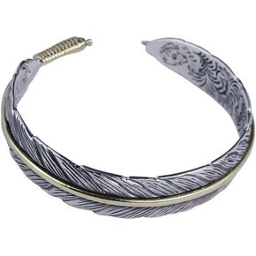RPY&YT Mens Womens S925 Sterling Silver Feather Cuff Bracelet, Gothic Punk Design Feather Adjustable Charm Bracelet in Saudi Arabia