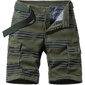 chouyatou Men's Summer Cool Horizontal Stripe Print 6 Pocket Gentle Cargo Shorts in Saudi Arabia