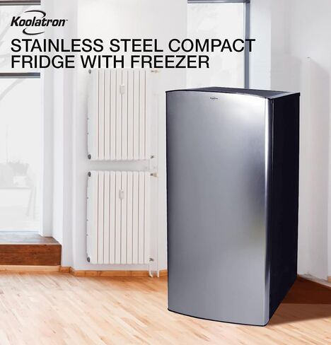 Koolatron Compact Fridge with Freezer, Stainless Steel, 6.2 Cubic Feet (176 L) Capacity, for Snacks, Frozen Meals, Beverages, Juice, Beer, Den, Dorm, Office, Games Room, or RV in Saudi Arabia
