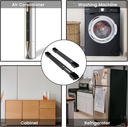 Adjustable Heavy Appliance Sliders Mover, Heavy Duty Appliance Base Rollers Stand for Refrigerator, Dishwashers, Washing Machine, Dryers, Furniture Dolly Mobile Roller with Brake and Lifter (Black) in Kuwait