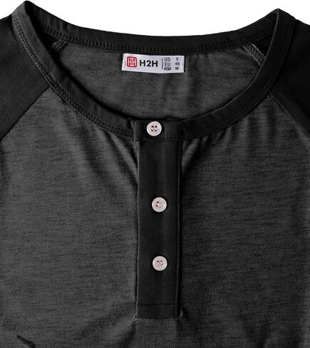 H2H Mens Casual Slim Fit T-Shirts Henley Shirts Raglan Long & 3/4 Sleeve Jersey Baseball T Shirts in Kuwait
