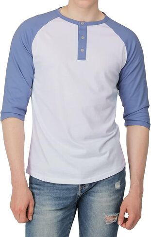 H2H Mens Casual Slim Fit T-Shirts Henley Shirts Raglan Long & 3/4 Sleeve Jersey Baseball T Shirts in Kuwait