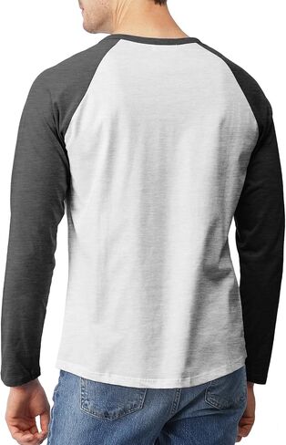 H2H Mens Casual Slim Fit T-Shirts Henley Shirts Raglan Long & 3/4 Sleeve Jersey Baseball T Shirts in Kuwait