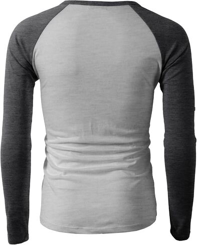 H2H Mens Casual Slim Fit T-Shirts Henley Shirts Raglan Long & 3/4 Sleeve Jersey Baseball T Shirts in Kuwait