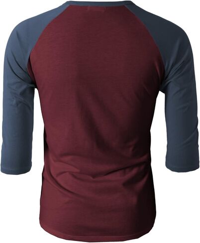 H2H Mens Casual Slim Fit T-Shirts Henley Shirts Raglan Long & 3/4 Sleeve Jersey Baseball T Shirts in Kuwait