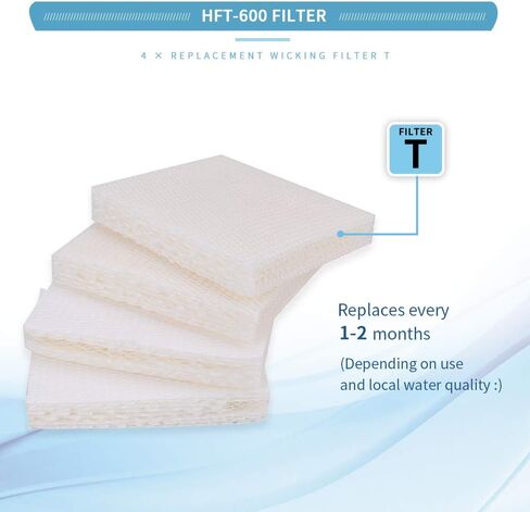 عبوة من 4 قطع غيار مرطب للهواء HFT600 مرشح T للهوني ويل HEV615 وHEV620 - تناسب جهاز ترطيب الهواء البارد HEV615 HEV620 HEV615B HEV615W HEV620B HEV620W HEV620W HEV620W in Kuwait