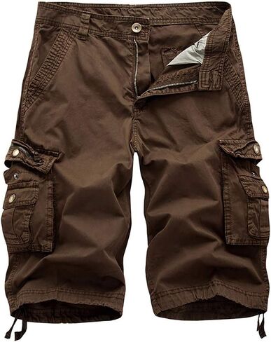 TOSKIP Men's Cargo Shorts Cotton Twill Multi Pockets Outdoor Wear in Saudi Arabia