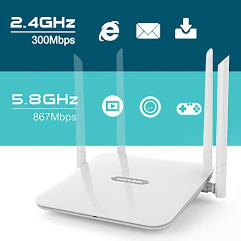 راوتر واي فاي WAVLINK AC1200 ثنائي النطاق 2.4 جيجا/5 جيجا راوتر إنترنت لاسلكي للمنزل، 4 × 5 ديسيبل هوائيات اتجاهية متعددة الاتجاهات لإشارة واي فاي قوية، راوتر جيجابت اللاسلكي يدعم واي فاي الضيوف، WISP ووضع AP in Kuwait
