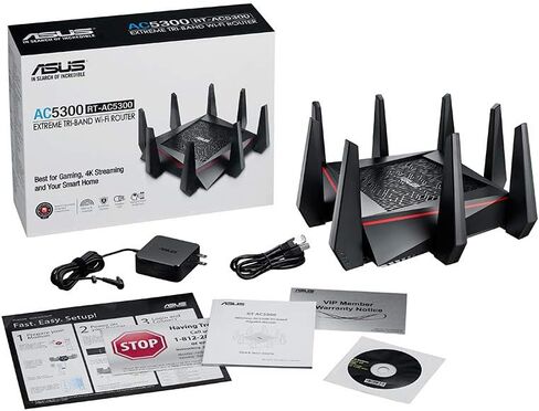 ASUS WiFi Gaming Router (RT-AC5300) - Tri-Band Gigabit Wireless Internet Router, Gaming & Streaming, AiMesh Compatible, Included Lifetime Internet Security, Adaptive QoS, Parental Control, MU-MIMO in Saudi Arabia
