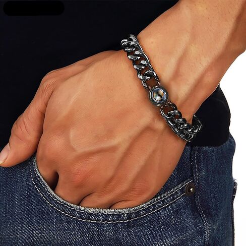 Personalised Photo Bracelet for Men Women Personalized Circle Photo Projection Bracelet Cuban Link Bracelet with Picture Inside Projection Bracelet for Couple in Saudi Arabia