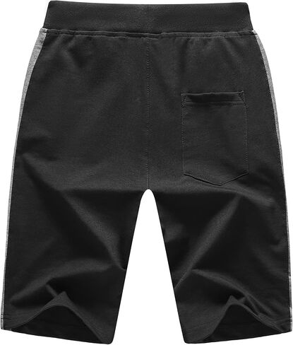 Thobisy Mens Shorts Casual Cotton Workout Elastic Waist Short Pants Drawstring Beach Shorts with Zipper Pockets in Saudi Arabia