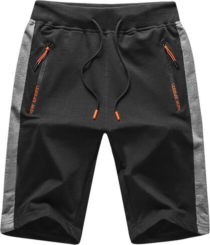 Thobisy Mens Shorts Casual Cotton Workout Elastic Waist Short Pants Drawstring Beach Shorts with Zipper Pockets in Saudi Arabia