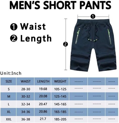 Thobisy Mens Shorts Casual Cotton Workout Elastic Waist Short Pants Drawstring Beach Shorts with Zipper Pockets in Saudi Arabia