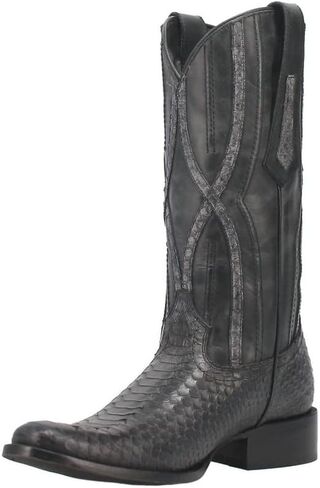 حذاء Dingo الرجالي Ace High Snake Print Western Boot بمقدمة مستديرة - Di 848 -Blk in Saudi Arabia