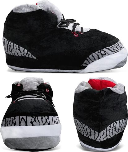 Y 2 K Sneaker Slippers Collection - Jordan Cement Look-Alike Comfy Warm Indoor Plush Kicks For Lounging - Unisex Gift For Men & Women - One Size Fits Most, One Size Women/One Size Men in Saudi Arabia