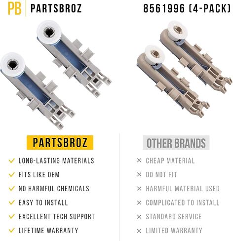 W11157084 8561996 Dishwasher Rack Wheels (4-Pack) by PartsBroz - Compatible Kenmore Maytag Whirlpool - Replaces AP6285708 WP8561996 - Two Adjustable Positions, High / Low - Upper Dishrack Part in Saudi Arabia