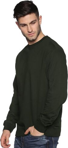 Sweatshirt for Men’s 100% Cotton Crewneck Long Sleeve Heavyweight Regular Fit Pullover Warm Plain Top in Saudi Arabia