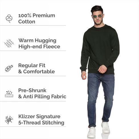 Sweatshirt for Men’s 100% Cotton Crewneck Long Sleeve Heavyweight Regular Fit Pullover Warm Plain Top in Saudi Arabia