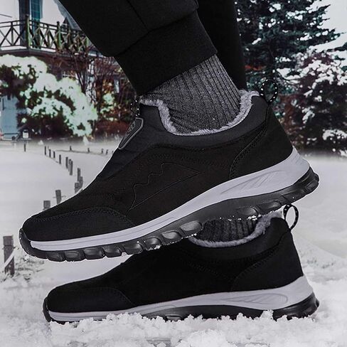 Mens Winter Hiking Shoes Waterproof Fur Warm Non-Slip Outdoor Casual Lined Booties Slip on Winter Boots Snow Shoes for Men in Saudi Arabia