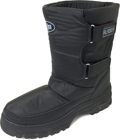 V-100 Alaska Men's Winter Boots Cold Weather Nylon Ski Warm Fur Lined Snow Shoes, Black (8 D(M) US, Black-2) in Saudi Arabia